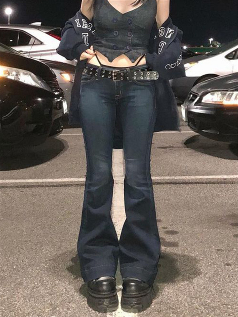 Sve sezone Vintage Flare Jeans Ženska ulična odjeća visokog struka Chic Ležerne Y2K traper hlače Ženske uske hlače u korejskom stilu Harajuku
