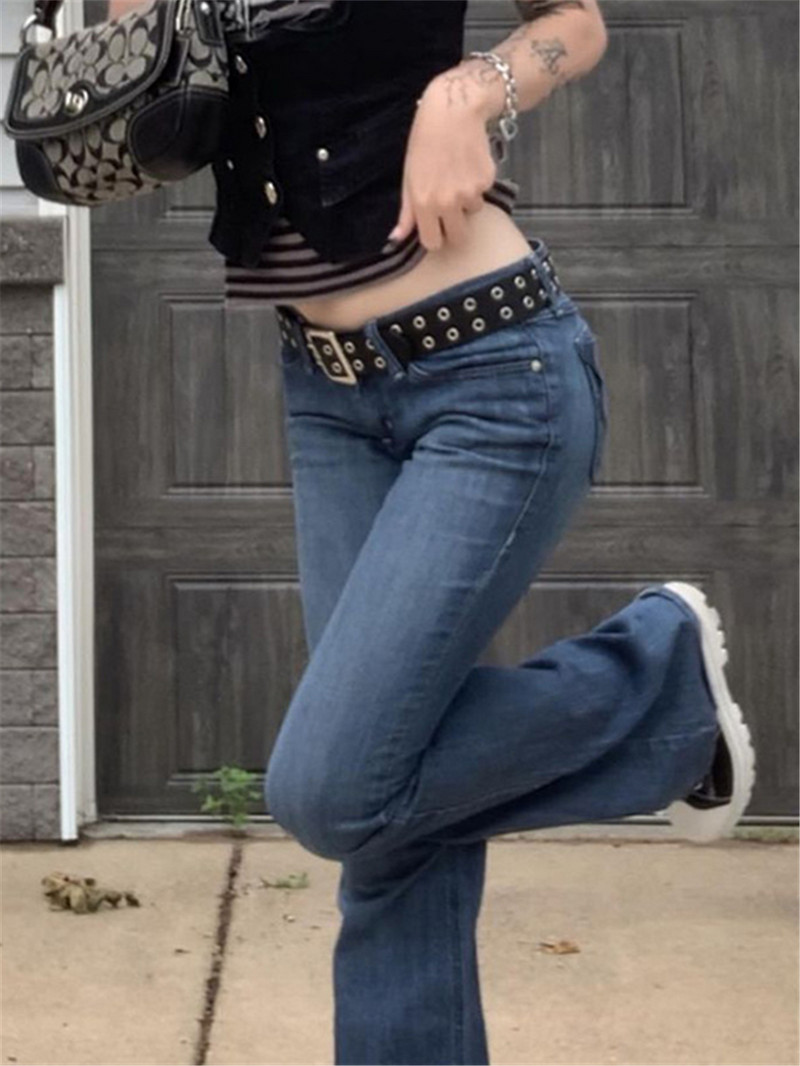 Sve sezone Vintage Flare Jeans Ženska ulična odjeća visokog struka Chic Ležerne Y2K traper hlače Ženske uske hlače u korejskom stilu Harajuku