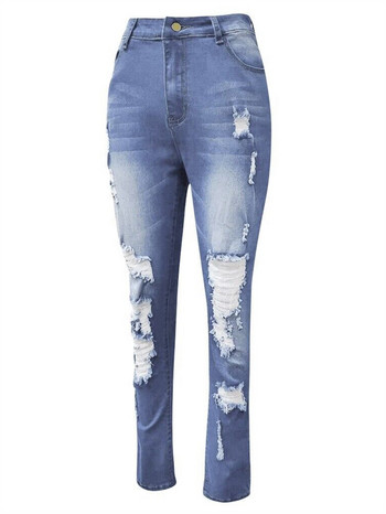 Γυναικεία Stretch Ripped Jeans Frayed Raw distressed denim παντελόνι με τρύπα τζιν για γυναίκες ψηλόμεσο παντελόνι Y2k Streetwear