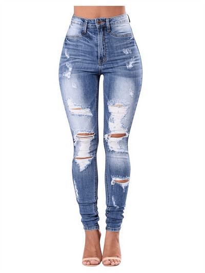 Γυναικεία Stretch Ripped Jeans Frayed Raw distressed denim παντελόνι με τρύπα τζιν για γυναίκες ψηλόμεσο παντελόνι Y2k Streetwear
