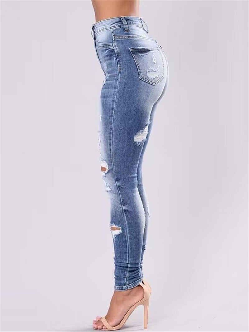 Γυναικεία Stretch Ripped Jeans Frayed Raw distressed denim παντελόνι με τρύπα τζιν για γυναίκες ψηλόμεσο παντελόνι Y2k Streetwear