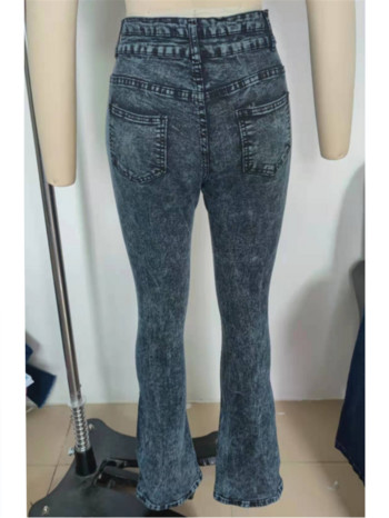 Γυναικεία Vintage Ψηλόμεση Flare Jeans Casual Τζιν Παντελόνι Γυναικεία Σέξι Μόδα Stretch Παντελόνι τσέπης Φαρδύ πόδι μαύρο τζιν Φθινοπωρινό