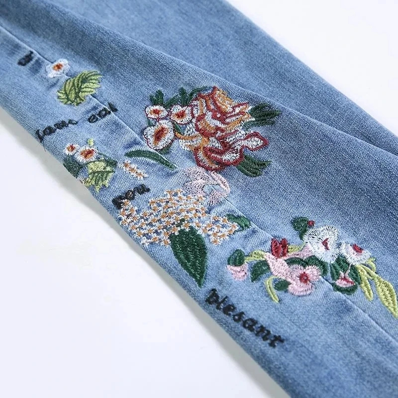 Κέντημα 2023 Jean Women Straight Jeans Ανοιξιάτικο και Καλοκαίρι λεπτό τζιν παντελόνι Γυναικείο ψηλόμεσο τζιν Γυναικείο φαρδύ παντελόνι