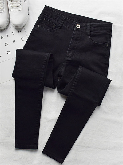 Vintage Skinny Τέσσερα κουμπιά ψηλόμεσο τζιν με μολύβι Γυναικείο slim fit Stretch τζιν παντελόνι Ολόσωμο τζιν στενό παντελόνι