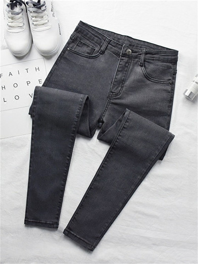 Vintage Skinny Τέσσερα κουμπιά ψηλόμεσο τζιν με μολύβι Γυναικείο slim fit Stretch τζιν παντελόνι Ολόσωμο τζιν στενό παντελόνι