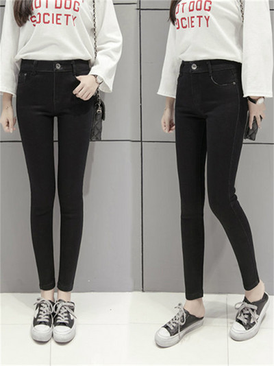 Vintage Skinny Τέσσερα κουμπιά ψηλόμεσο τζιν με μολύβι Γυναικείο slim fit Stretch τζιν παντελόνι Ολόσωμο τζιν στενό παντελόνι