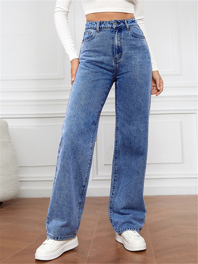 Ψηλόμεση τζιν Γυναικεία φαρδιά τζιν μόδα ίσιο παντελόνι Y2k τζιν παντελόνι Vintage χαλαρό μπλε πλυμένο φαρδύ τζιν 90s