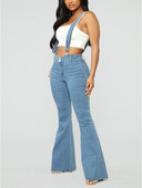 Γυναικεία Vintage Skinny Spaghetti Jumpsuits Flare Jeans Suspender Τζιν Παντελόνι Παντελόνι Φαρδιά Κουδούνι 3XL