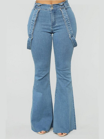 Γυναικεία Vintage Skinny Spaghetti Jumpsuits Flare Jeans Suspender Τζιν Παντελόνι Παντελόνι Φαρδιά Κουδούνι 3XL