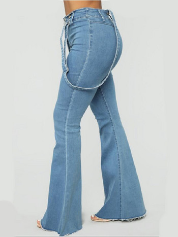 Γυναικεία Vintage Skinny Spaghetti Jumpsuits Flare Jeans Suspender Τζιν Παντελόνι Παντελόνι Φαρδιά Κουδούνι 3XL