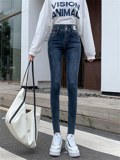 Χειμερινό Skinny Mid Waist Skinny Ζεστό Τζιν Γυναικείο Plus Velvet Μήκος Αστραγάλου Vaqueros Casual χοντρό μολύβι παντελόνι Basic fleece τζιν παντελόνι