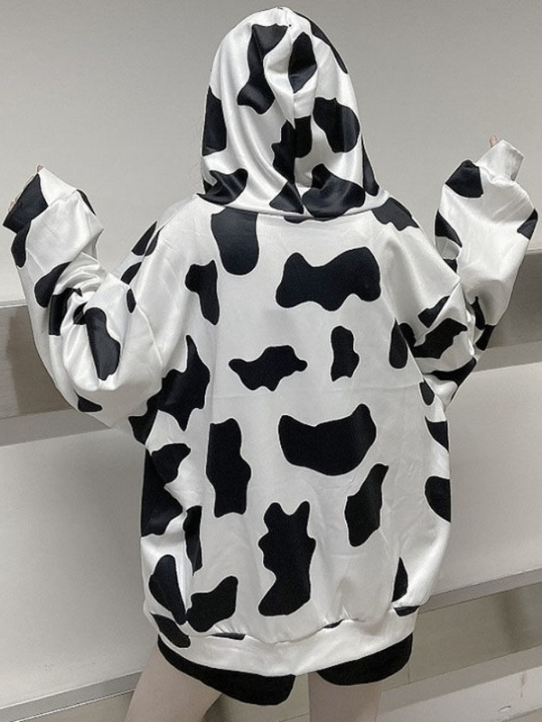 HOUZHOU Harajuku Y2k Oversize Φερμουάρ Φούτερ αγελάδας Γάλα Κορεατική μόδα Kpop Streetwear με φερμουάρ Γυναικεία φούτερ 2023 Φθινόπωρο