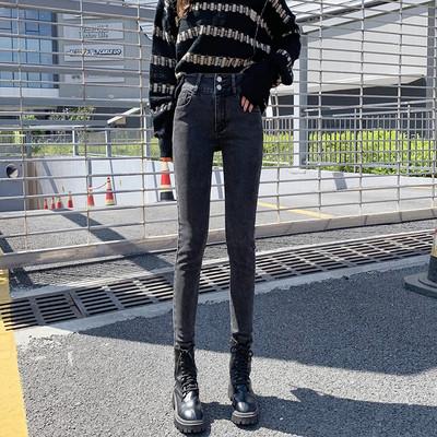 Teksad Naised Denimpüksid sinine värv kitsad kõrge elastsed pehmed korea moepüksid naiste pliiatsipüksid Donna suvi sügis