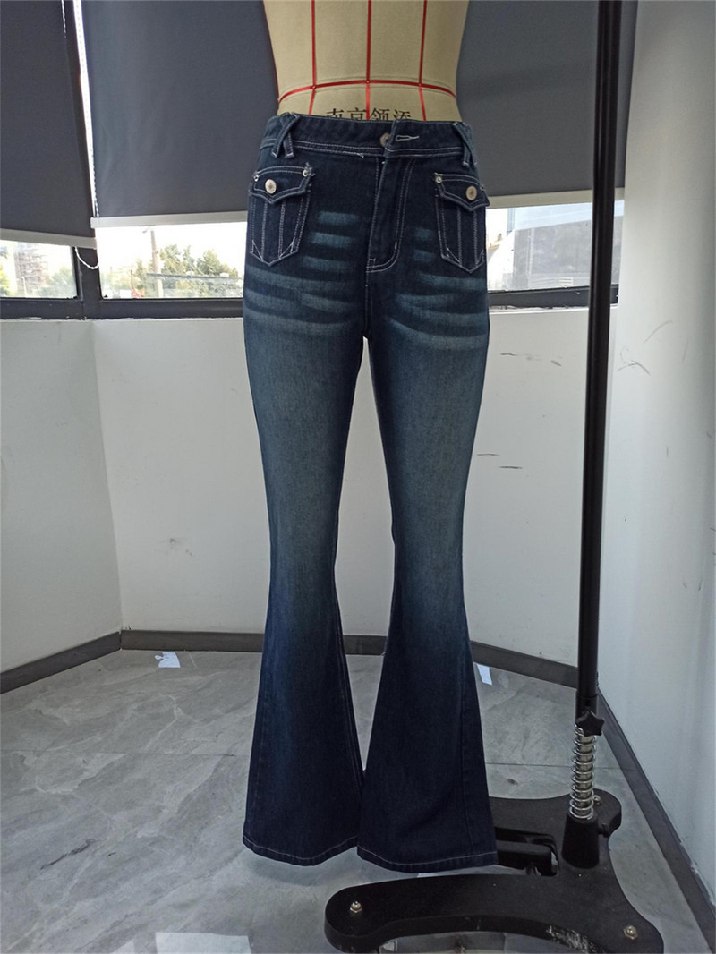 Κορεάτικο στιλ Harajuku Hot Mom Denim Jeans Y2K Grunge Vintage Χαμηλές τσέπες Skinny Flare Παντελόνι 2000 Retro Cargo Παντελόνι