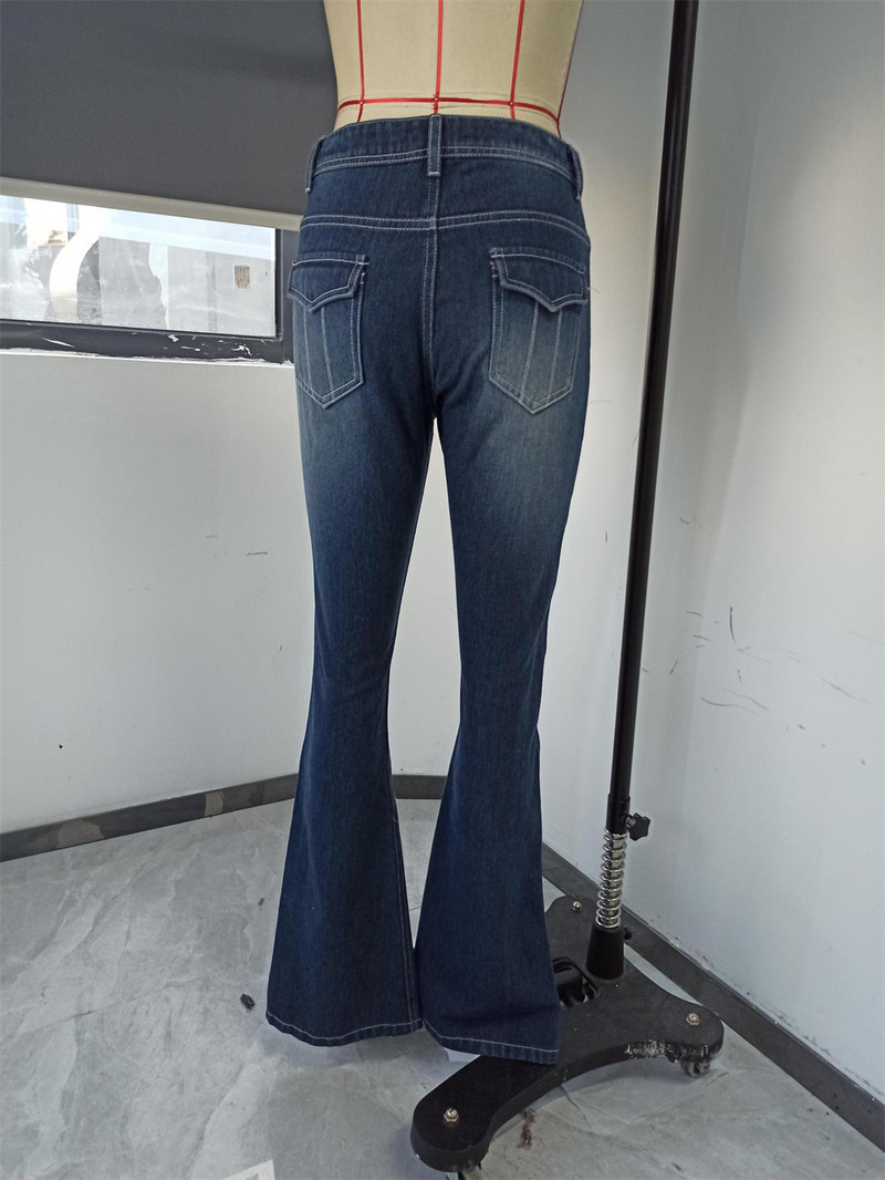 Κορεάτικο στιλ Harajuku Hot Mom Denim Jeans Y2K Grunge Vintage Χαμηλές τσέπες Skinny Flare Παντελόνι 2000 Retro Cargo Παντελόνι