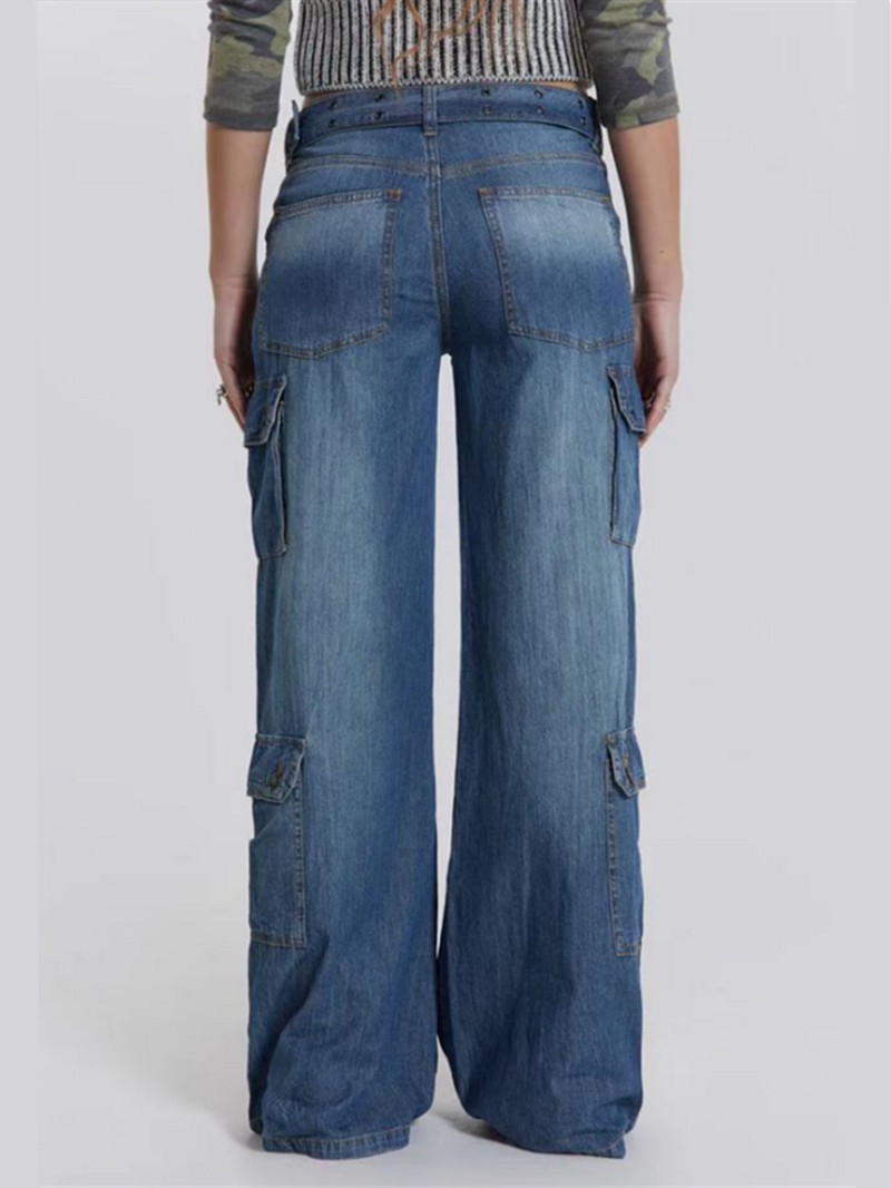 Τσέπες Συνονθύλευμα φαρδύ τζιν Μόδα Streetwear Γυναικεία τζιν Παντελόνι Φαρδύ Cargo Παντελόνι Κορεάτικο Τζιν Harajuku Fashion y2k Τζιν