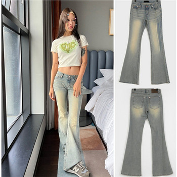 Benuynffy Button Fly Γυναικεία Raw Hem Flare Jeans Φθινοπωρινή μόδα Γυναικείο τζιν παντελόνι Jean Femme ψηλόμεσο ολόσωμο λεπτό τζιν