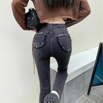 Κορεάτικο στιλ Harajuku Hot Mom Denim Jeans Y2K Grunge Vintage ψηλόμεσες τσέπες Skinny Flare Παντελόνι 2000 Retro Cargo Παντελόνι