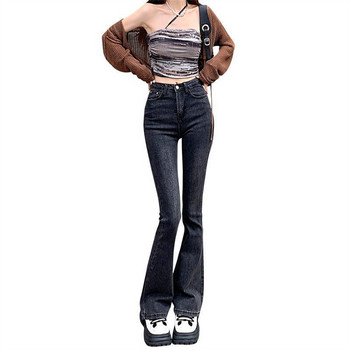 Κορεάτικο στιλ Harajuku Hot Mom Denim Jeans Y2K Grunge Vintage ψηλόμεσες τσέπες Skinny Flare Παντελόνι 2000 Retro Cargo Παντελόνι