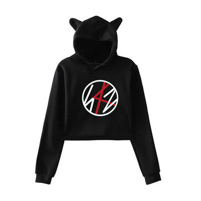 Madingas apkarpytas džemperis Pasiklydęs vaikams Harajuku ilgomis rankovėmis trumpas megztinis K-pop moterų gerbėjų hiphopo laisvalaikio džemperis, plonas ir prigludęs paltas