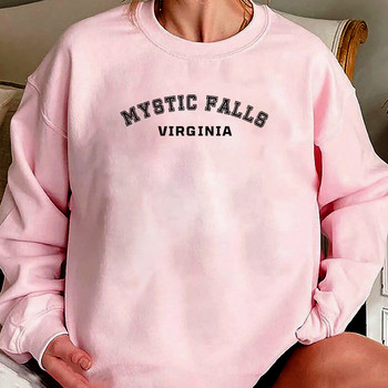 Ретро суичър Mystic Falls Virginia The Vampire Diaries Hoodie Vintage Salvatore Crewneck Суичъри TVD Vampire Fan Gift