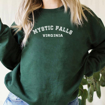 Ретро суичър Mystic Falls Virginia The Vampire Diaries Hoodie Vintage Salvatore Crewneck Суичъри TVD Vampire Fan Gift