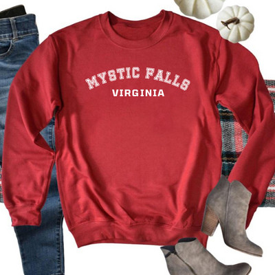 Φούτερ ρετρό Mystic Falls Virginia The Vampire Diaries Hoodie Vintage Salvatore Crewneck Φούτερ TVD Vampire Fan