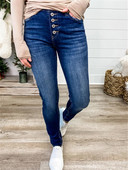 Γυναικείο τζιν Street Trend Μονόχρωμο μονόχρωμο ψηλόμεσο τζιν παντελόνι που διαμορφώνει ψηλόμεσο τζιν Γυναικεία vintage τζιν