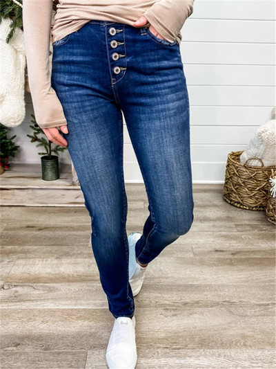 Γυναικείο τζιν Street Trend Μονόχρωμο μονόχρωμο ψηλόμεσο τζιν παντελόνι που διαμορφώνει ψηλόμεσο τζιν Γυναικεία vintage τζιν