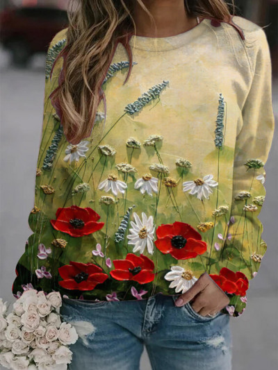 Γυναικεία φούτερ με 3D printneck, πουλόβερ χωρίς κουκούλα, Casual, Trend, Y2K, Φθινόπωρο, Καλοκαίρι, 2023