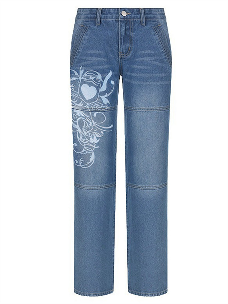 Harajuku Grunge Vintage Cargo hlače niskog struka Y2K Aesthetics Indie široke hlače za žene Traperice Korejske ulične hlače