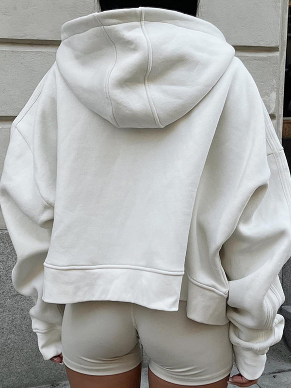 WeiYao Vintage Street Oversize Κέντημα Λευκές κουκούλες Casual Loose με φερμουάρ Ζακέτα Μακρυμάνικα Φούτερ Harajuku