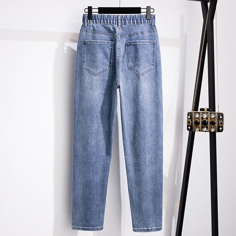 Μεγάλο μέγεθος 7XL 155KG Καλοκαιρινό ελαστικό μολύβι Παντελόνι Ελαστική μέση Γυναικεία Ρούχα Casual Γυναικεία μονόχρωμα τζιν παντελόνια