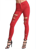 Proljeće ljeto Ženske poderane traperice s rupama na koljenima Ženske ulične ležerne Beggar Jean hlače Ženske modne seksi traper hlače visokog struka