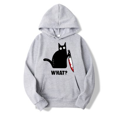 Αστεία χιπ χοπ φούτερ Ρούχα Streetwear Hoodies CAT WHAT Μεγάλες κουκούλες για γυναικεία ρούχα Ροζ εκτύπωση Harajuku