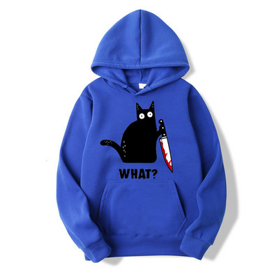 Αστεία χιπ χοπ φούτερ Ρούχα Streetwear Hoodies CAT WHAT Μεγάλες κουκούλες για γυναικεία ρούχα Ροζ εκτύπωση Harajuku