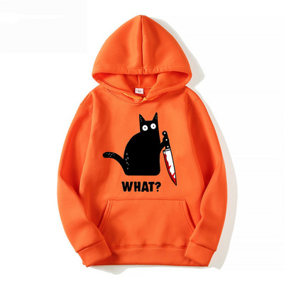 Αστεία χιπ χοπ φούτερ Ρούχα Streetwear Hoodies CAT WHAT Μεγάλες κουκούλες για γυναικεία ρούχα Ροζ εκτύπωση Harajuku