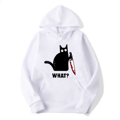 Αστεία χιπ χοπ φούτερ Ρούχα Streetwear Hoodies CAT WHAT Μεγάλες κουκούλες για γυναικεία ρούχα Ροζ εκτύπωση Harajuku