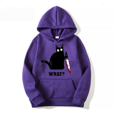 Αστεία χιπ χοπ φούτερ Ρούχα Streetwear Hoodies CAT WHAT Μεγάλες κουκούλες για γυναικεία ρούχα Ροζ εκτύπωση Harajuku