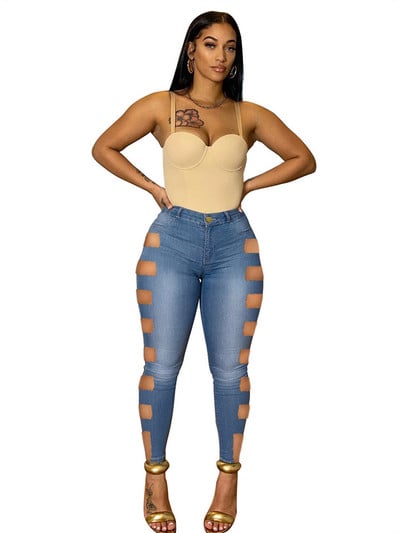 Proljeće i jesen 2022. Ženske traperice Pencil hlače visokog struka Traperice europske/američke kargo hlače Poderane traperice za žene