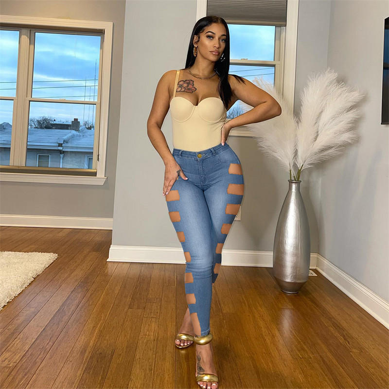 Proljeće i jesen 2022. Ženske traperice Pencil hlače visokog struka Traperice europske/američke kargo hlače Poderane traperice za žene