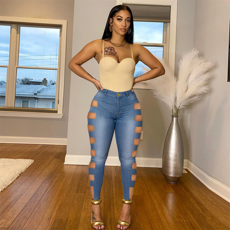 Proljeće i jesen 2022. Ženske traperice Pencil hlače visokog struka Traperice europske/američke kargo hlače Poderane traperice za žene