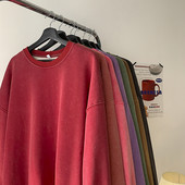 Ρετρό Y2K Γυναικείες μπλούζες πλυμένες με στρογγυλή λαιμόκοψη μονόχρωμες φαρδιά streetwear Hoodies Harajuku Unisex ρούχα Γυναικεία πουλόβερ