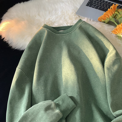 Ρετρό Y2K Γυναικείες μπλούζες πλυμένες με στρογγυλή λαιμόκοψη μονόχρωμες φαρδιά streetwear Hoodies Harajuku Unisex ρούχα Γυναικεία πουλόβερ