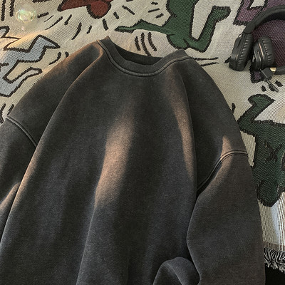 Ρετρό Y2K Γυναικείες μπλούζες πλυμένες με στρογγυλή λαιμόκοψη μονόχρωμες φαρδιά streetwear Hoodies Harajuku Unisex ρούχα Γυναικεία πουλόβερ