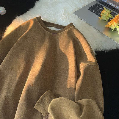 Ρετρό Y2K Γυναικείες μπλούζες πλυμένες με στρογγυλή λαιμόκοψη μονόχρωμες φαρδιά streetwear Hoodies Harajuku Unisex ρούχα Γυναικεία πουλόβερ