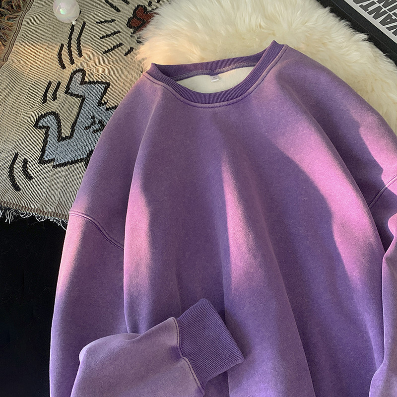 Ρετρό Y2K Γυναικείες μπλούζες πλυμένες με στρογγυλή λαιμόκοψη μονόχρωμες φαρδιά streetwear Hoodies Harajuku Unisex ρούχα Γυναικεία πουλόβερ