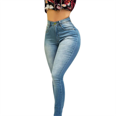 Ženske uske rastezljive pencil traperice visokog struka Trend Streetwear Dnevne udobne ležerne hlače Ženske uske hlače