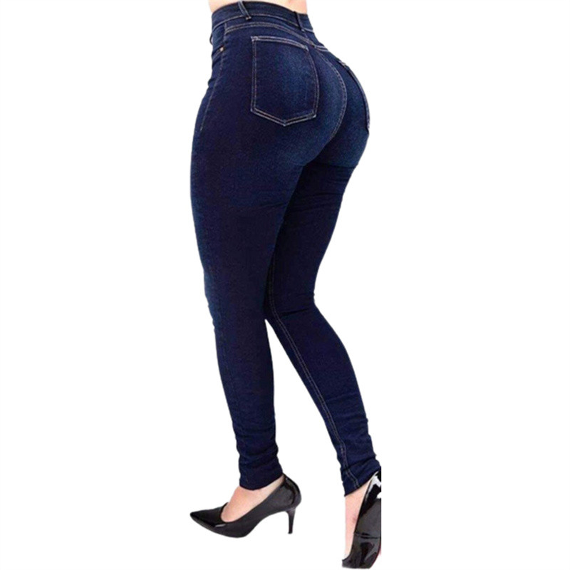 Ženske uske rastezljive pencil traperice visokog struka Trend Streetwear Dnevne udobne ležerne hlače Ženske uske hlače