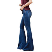 Vintage Ženske lepršave traperice s kićankama, jednobojne ravne hlače na zvonce, ulične modne traper hlače 624